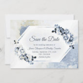 Save The Date Aquarelle bleu rustique (Devant)