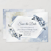 Save The Date Aquarelle bleu rustique (Devant / Derrière)