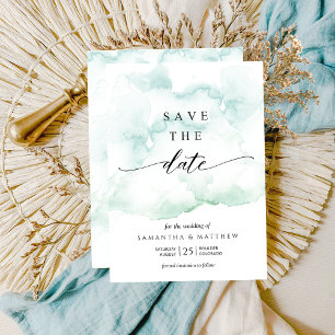 Save The Date Aquarelle bleu, turquoise et verte