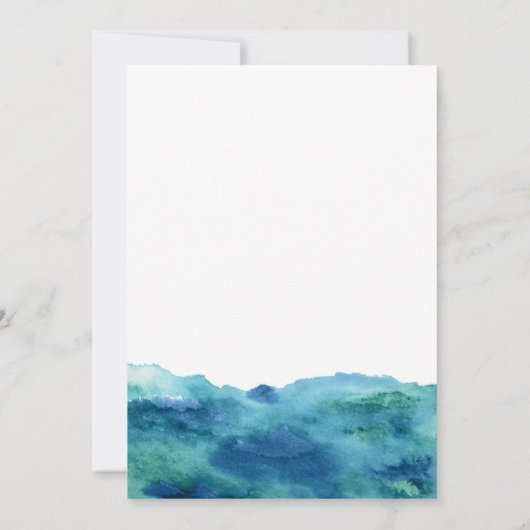 Save The Date Aquarelle bleu vert Aqua Moderne Enregistrer la da (Dos)