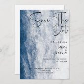 Save The Date Aquarelle bleue Coastal Ocean Beach Mariage (Devant / Derrière)