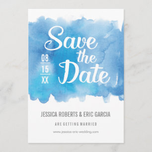 Save The Date Aquarelle bleue Enregistrer la date