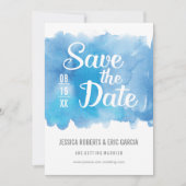 Save The Date Aquarelle bleue Enregistrer la date (Devant)