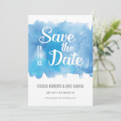 Save The Date Aquarelle bleue Enregistrer la date (Debout devant)