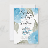 Save The Date Aquarelle bleue Floral (Devant)