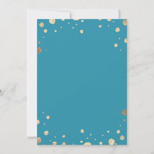 Save The Date Aquarelle Blue Gold Foil Mountain Mariage extérieu (Dos)