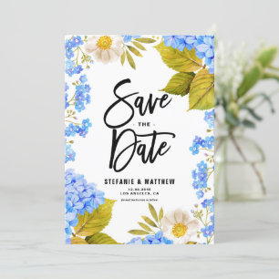 Save The Date Aquarelle Blue Hydrangea Floral QR Code