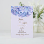Save The Date Aquarelle Blue Hydrangea Pearl (Debout devant)