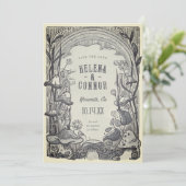 Save The Date Aquarelle Boho Champignons Sepia Retro (Debout devant)