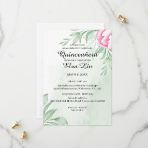 Save The Date Aquarelle Boho Eucalyptus Quinceanera