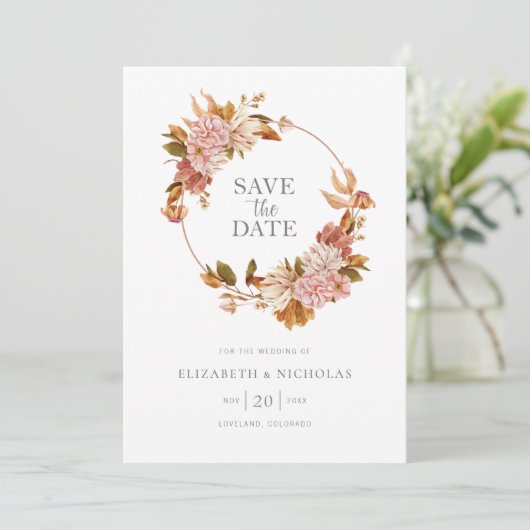Save The Date Aquarelle Boho Mariage Floral (Debout devant)