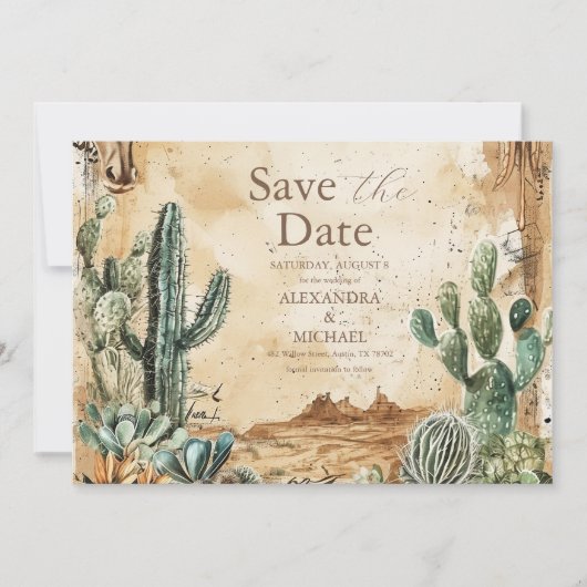Save The Date Aquarelle Boho Ouest (Devant)