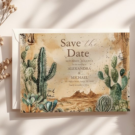 Save The Date Aquarelle Boho Western