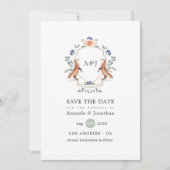 Save The Date Aquarelle Bois Laurel Crest Monogramme Mariage (Devant)
