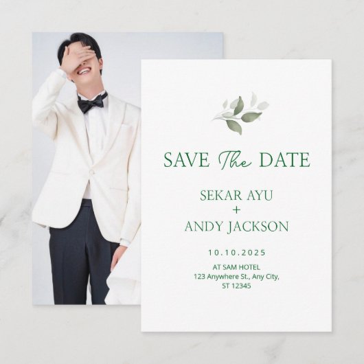 Save The Date Aquarelle botanique (Devant / Derrière)