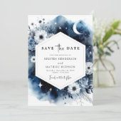 Save The Date Aquarelle botanique Mariage lune (Debout devant)