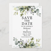 Save The Date Aquarelle Botanique Verdure Élégante (Devant / Derrière)