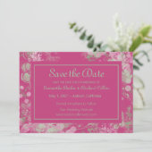 Save The Date Aquarelle Botanique vert et rose (Debout devant)