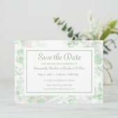Save The Date Aquarelle Botanique vert et rose (Debout devant)
