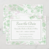 Save The Date Aquarelle Botanique vert et rose (Devant / Derrière)
