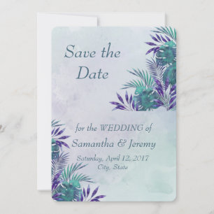 Save The Date Aquarelle Botanique Vert Tropical Enregistrer la d