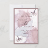 Save The Date Aquarelle Bourgogne Dusty et Ampersand d'or Rose (Devant)