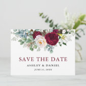 Save The Date Aquarelle Bourgogne Flore Vert (Debout devant)