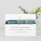 Save The Date Aquarelle Brosse Faux Foil Enregistrer la date (Debout devant)