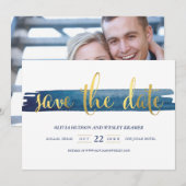 Save The Date Aquarelle Brosse Faux Foil Enregistrer la date (Devant / Derrière)