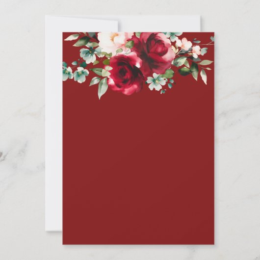 Save The Date Aquarelle Burgundy moderne Mariage Floral (Dos)
