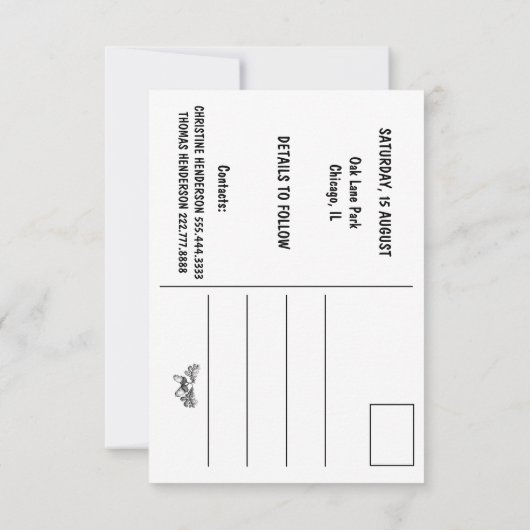 Save The Date Aquarelle Chêne Arbre Rétro Russe Famille Réunion (Dos)