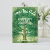 Save The Date Aquarelle Chêne Arbre Rétro Russe Mariage Forêt (Debout devant)
