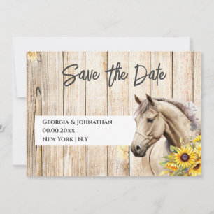 Save The Date Aquarelle cheval tournesol rustique chic western