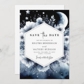 Save The Date Aquarelle Chic Mariage Lune (Devant / Derrière)