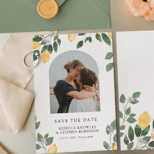 Save The Date Aquarelle Chic Pays Citron photo Mariage