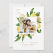 Save The Date Aquarelle Citron Cadre Photo Botanique (Devant)