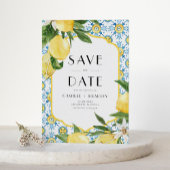 Save The Date Aquarelle Citron et carreaux marocains Motif