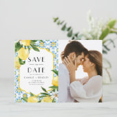 Save The Date Aquarelle Citron et Carrelage marocain Photo Motif (Debout devant)