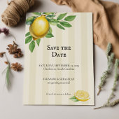 Save The Date Aquarelle Citron Jaune Citrus Russe Mariage