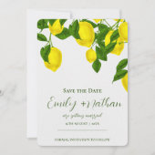 Save The Date Aquarelle Citron Jaune Clair Mariage Citron (Devant)