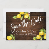 Save The Date Aquarelle Citrons Bois rustique Enregistrer le scr (Devant)