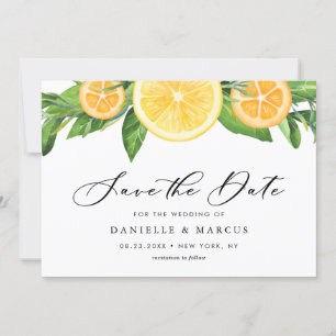 Save The Date Aquarelle Citrons et Oranges Mariage d'été