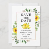 Save The Date Aquarelle Citrons Fleurs de soleil Enregistrer la (Devant)