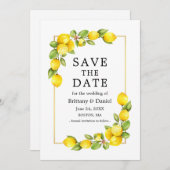Save The Date Aquarelle Citrons Vert Or Cadre (Devant / Derrière)