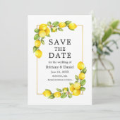 Save The Date Aquarelle Citrons Vert Or Frame Jaune (Debout devant)