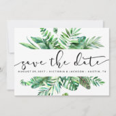 Save The Date Aquarelle classique feuille tropicale enregistrer  (Devant)