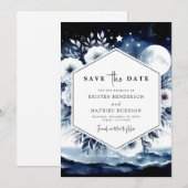 Save The Date Aquarelle classique Mariage Lune (Devant / Derrière)