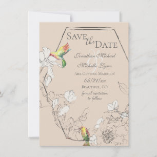 Save The Date Aquarelle Colibri Floral Mariage géométrique