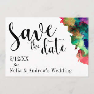 Save The Date Aquarelle colorée moderne Enregistrer la date