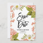 Save The Date Aquarelle Coral Hydrangea Floral (Devant)